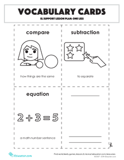 Vocabulary Cards: One Less