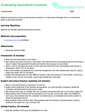 Evaluating Equivalent Fractions