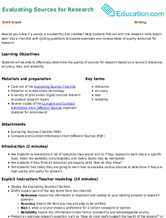 Evaluating Sources for Research large image