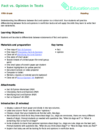 Fact vs. Opinion in Texts large image