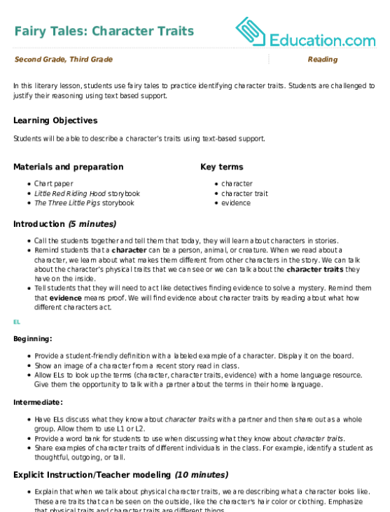 Fairy Tales: Character Traits