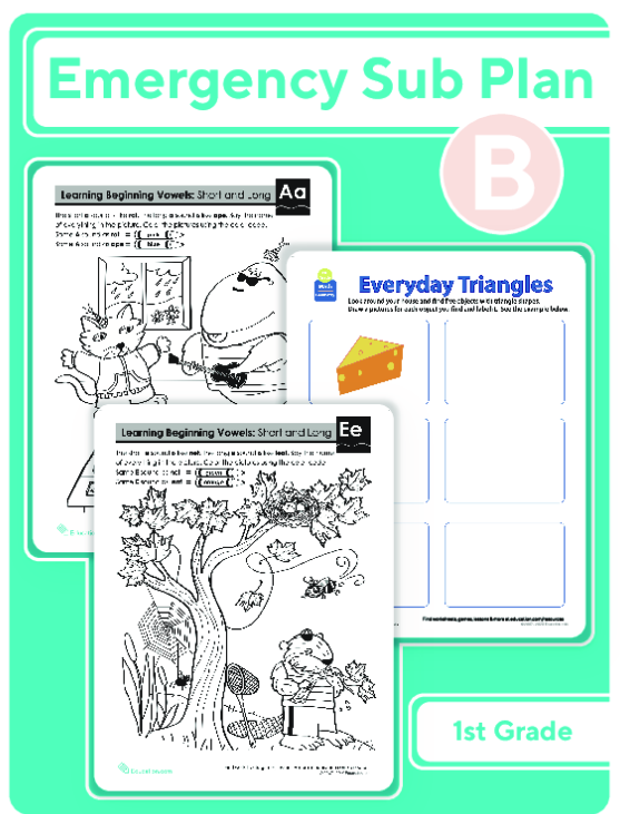 First Grade Daily Sub Plan B