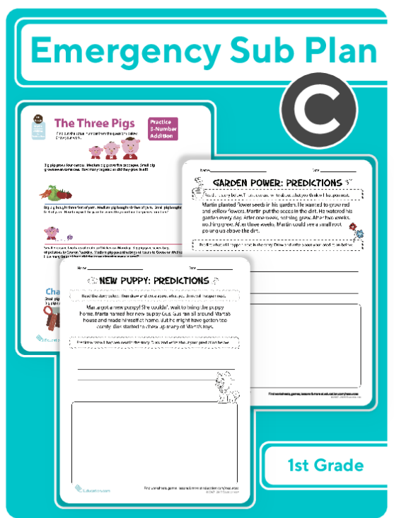 First Grade Daily Sub Plan C
