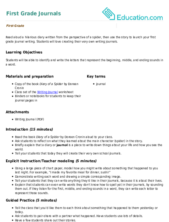 First Grade Journals