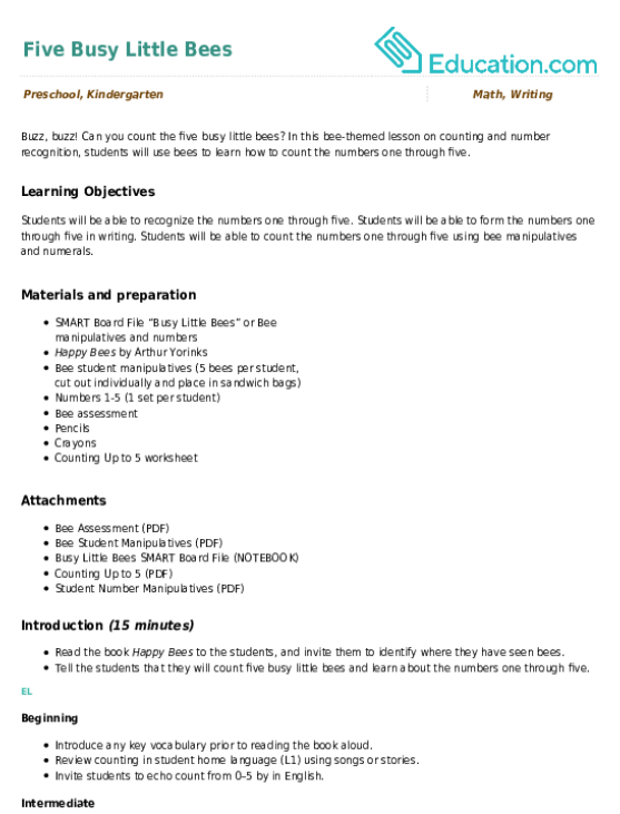 Five Busy Little Bees