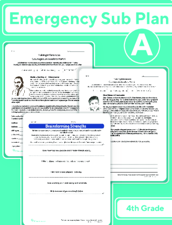 Fourth Grade Daily Sub Plan A large image