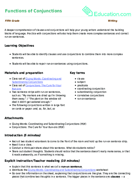 Functions of Conjunctions