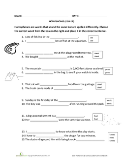 Homophones: Ee and Ea