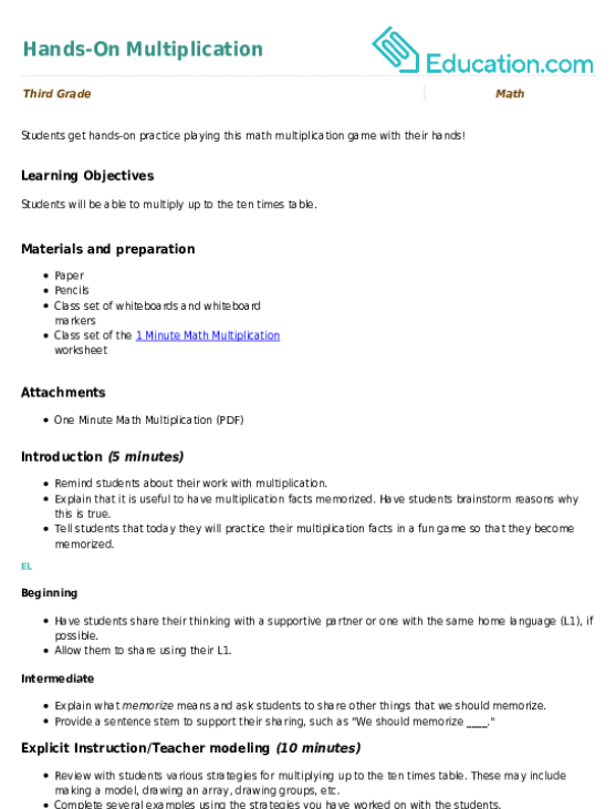 Hands-On Multiplication