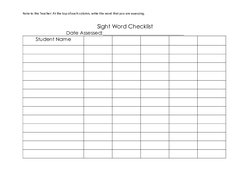 Sight Word Checklist