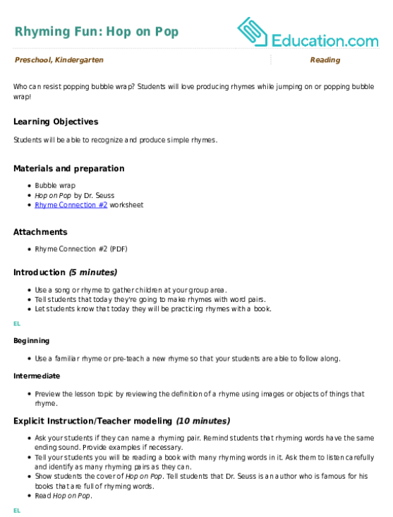 Rhyming Fun: Hop on Pop