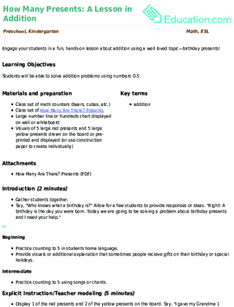 How Many Presents: A Lesson in Addition large image