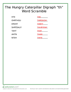 Word Scramble Answers
