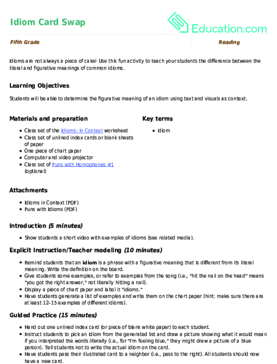 Idiom Card Swap
