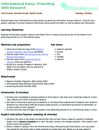 Informational Essay: Prewriting With Research large image
