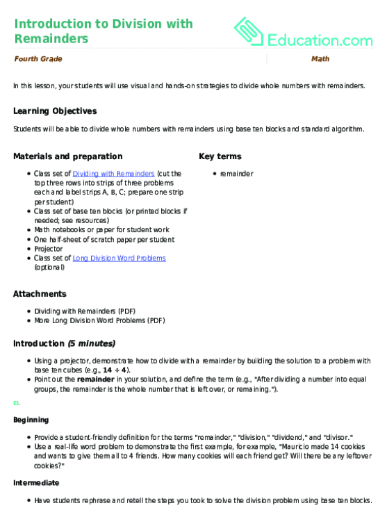 Introduction to Division with Remainders