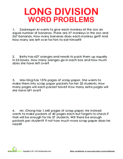 More Long Division Word Problems