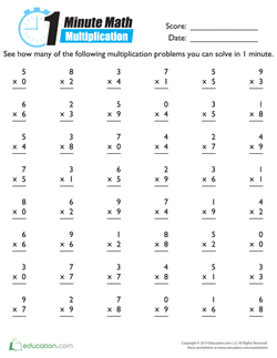 1 Minute Multiplication