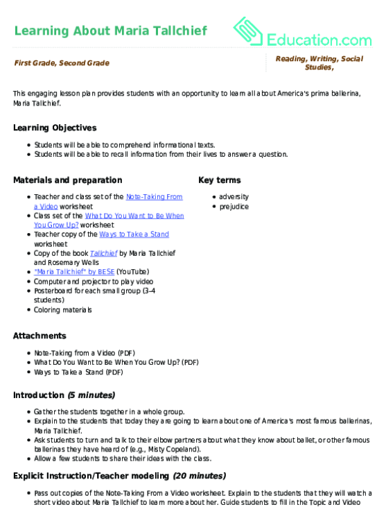 Learning About Maria Tallchief