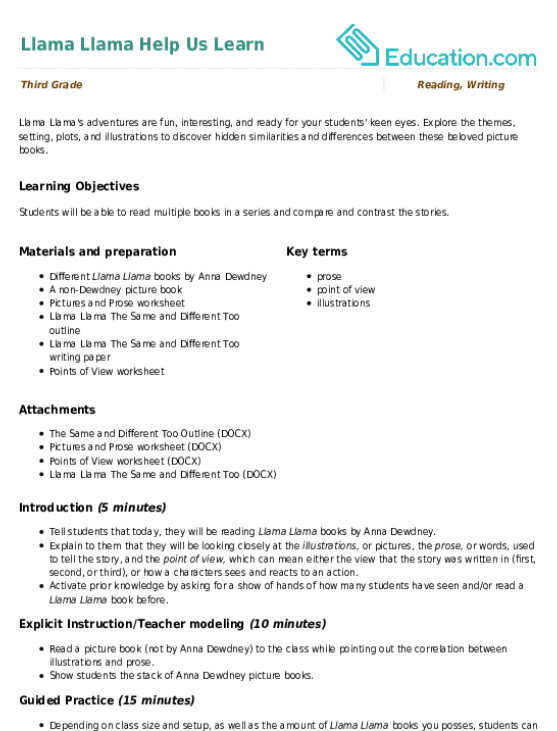 Llama Llama Help Us Learn