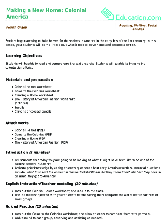 Making a New Home: Colonial America