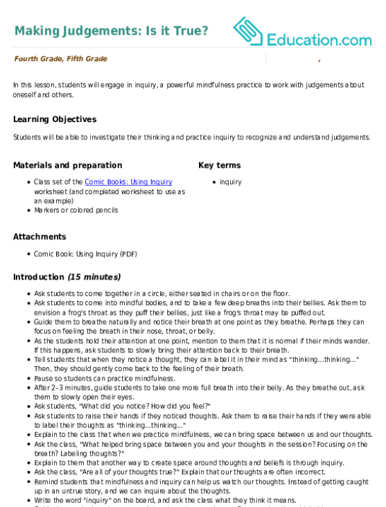 Making Judgements: Is it True?