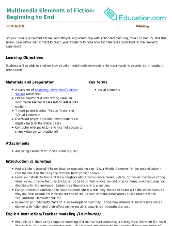 Multimedia Elements of Fiction: Beginning to End