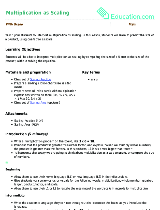 Multiplication as Scaling