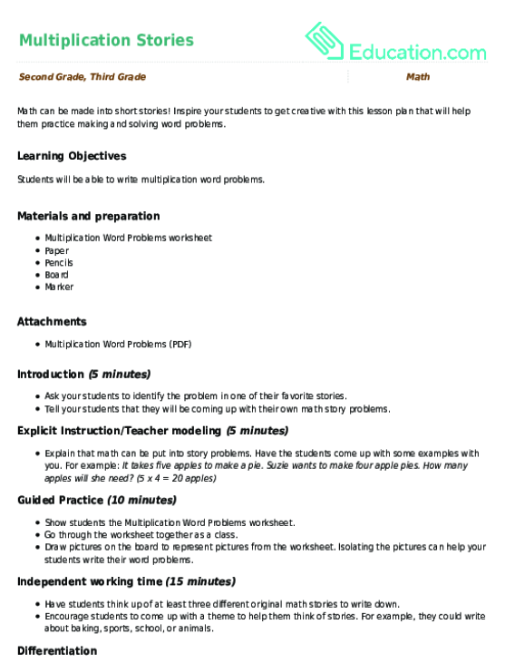 Multiplication Stories