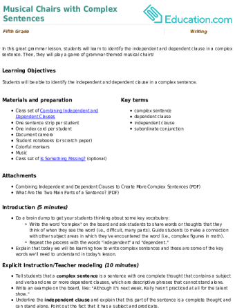 Musical Chairs with Complex Sentences large image