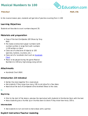 Musical Numbers to 100 large image