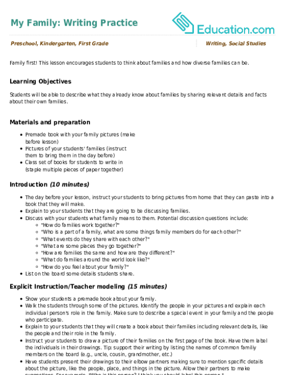 My Family: Writing Practice