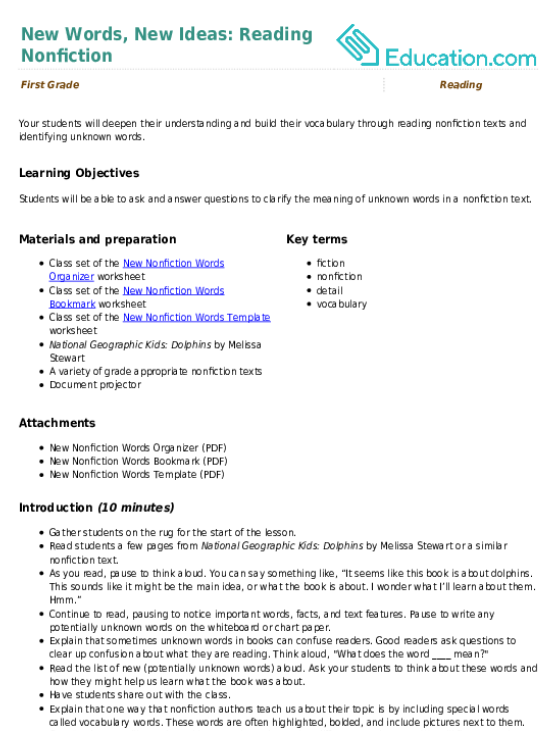 New Words, New Ideas: Reading Nonfiction