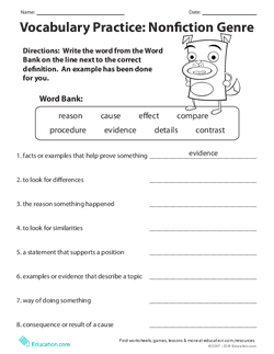 Vocabulary Practice: Nonfiction Genre