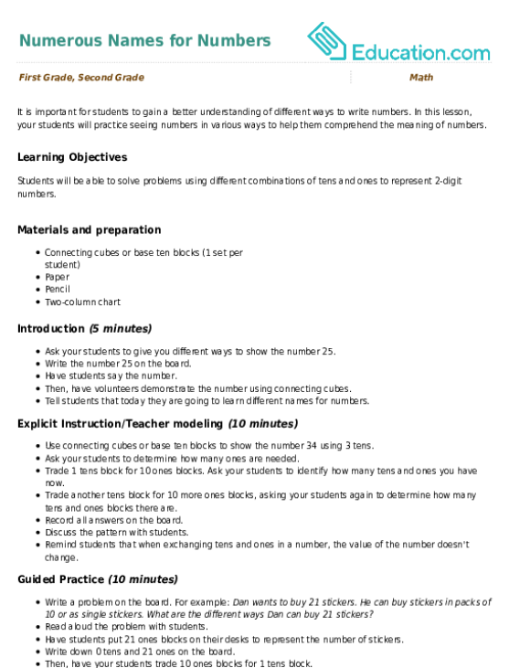 Numerous Names for Numbers