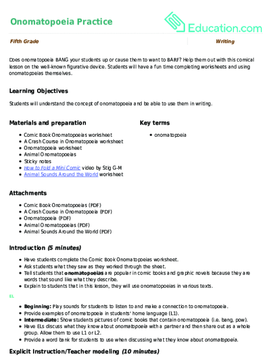 Onomatopoeia Practice