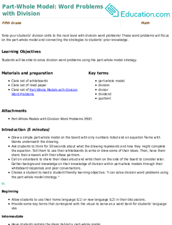Part-Whole Model: Word Problems with Division large image