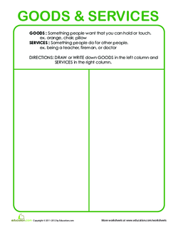 What are Goods and Services? Graphic Organizer