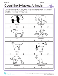 Count the Syllables: Animals