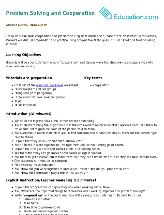 Problem Solving and Cooperation