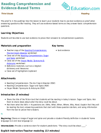 Reading Comprehension and Evidence-Based Terms large image