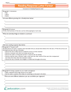 Reading Response Letter Format