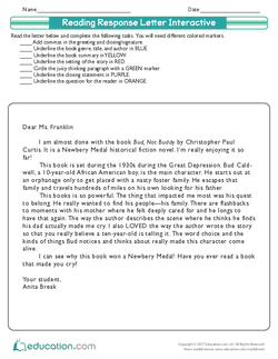 Reading Response Letter Interactive