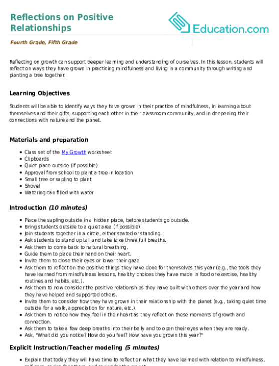 Reflections on Positive Relationships