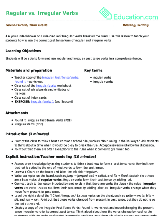 Regular vs. Irregular Verbs