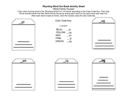 Rhyming Word Fun Activity Sheet: Word Family Houses