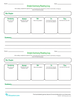 Simple Summary Reading Log