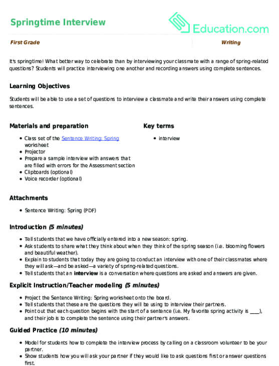 Springtime Interview