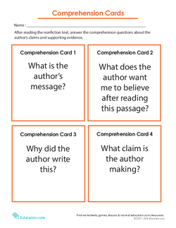 Comprehension Cards