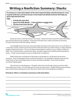 Writing a Nonfiction Summary: Sharks